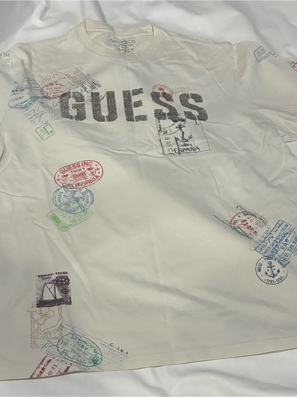 Guess Eco White Logo Cotton Tee
